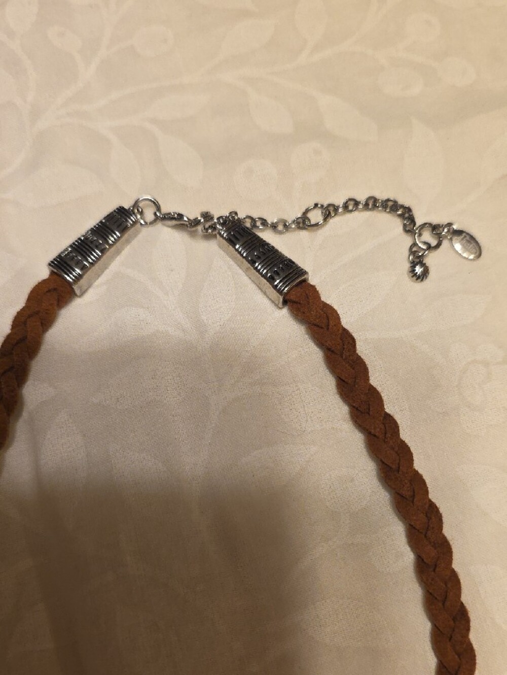 Justin Brown Braided Leather Necklace with Silver Accents - Picture 4 of 4